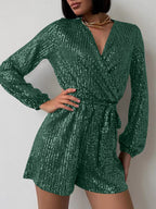Spark Tie Waist Long Sleeve Romper | 7 Colors