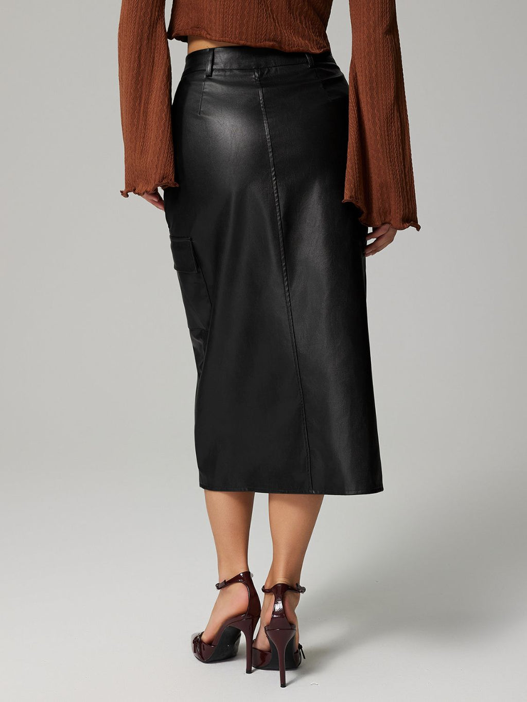 Lily Slit Midi Skirt with Pockets | Dark Brown or Black