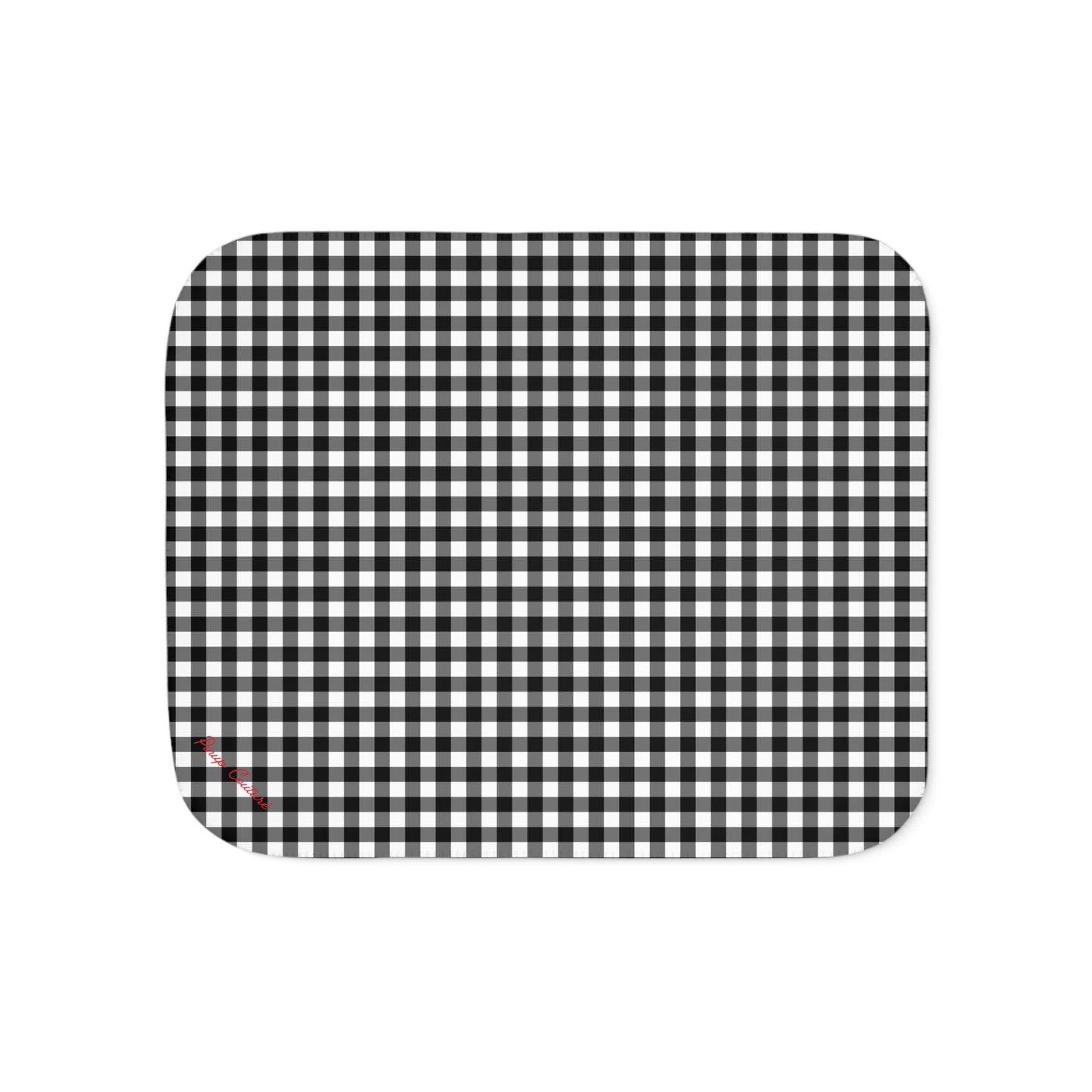 Ultra Fuzz Black Gingham Sherpa Blanket — Reversible Two‑Tone Cozy Throw | Pinup Couture