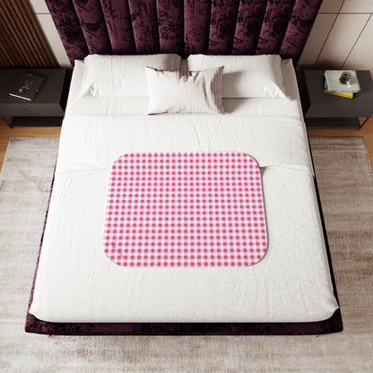 Ultra Fuzz Pink Gingham Sherpa Blanket — Reversible Two‑Tone Cozy Throw | Pinup Couture
