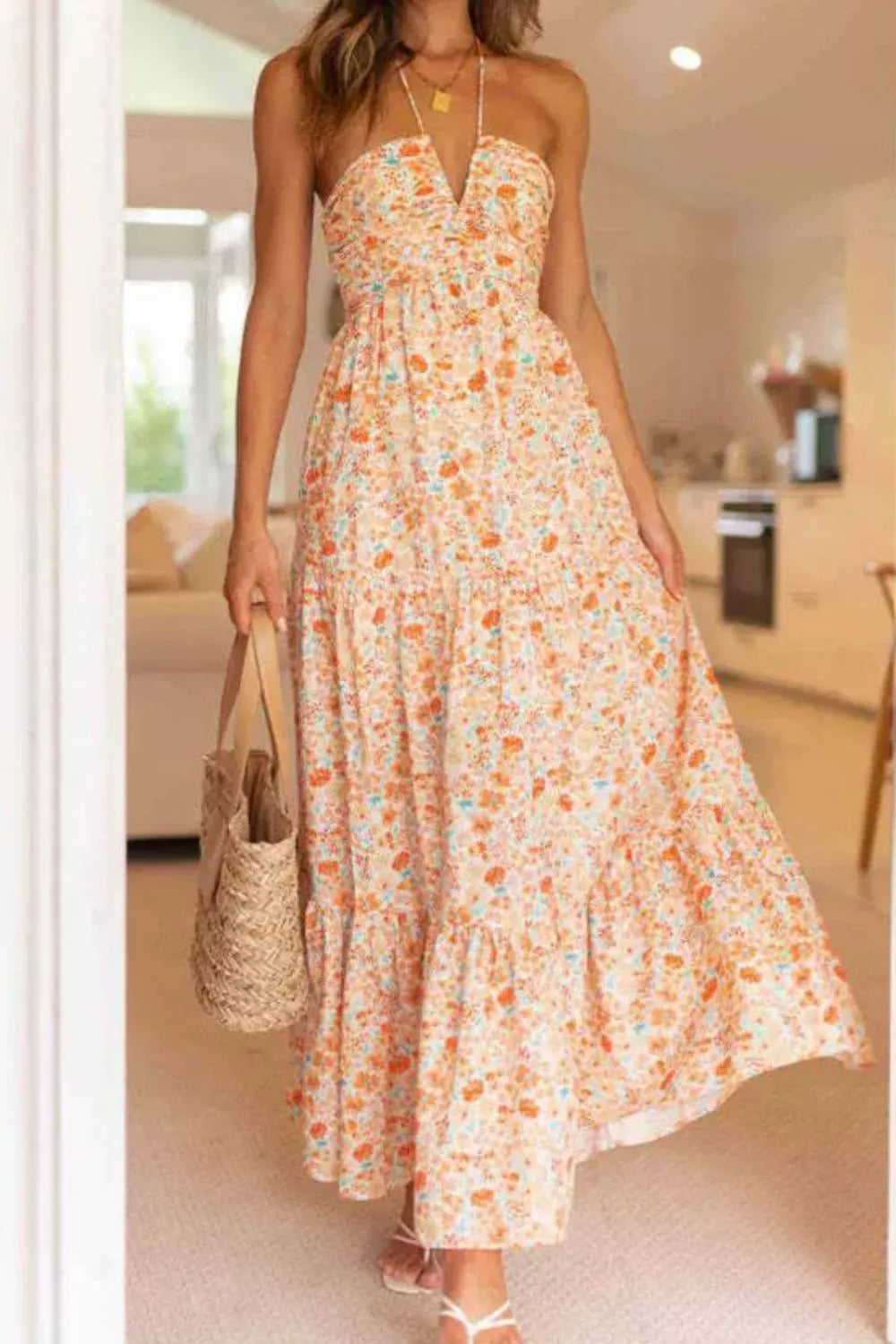 Naxos Floral Halter Neck Tiered Maxi Dress | 3 Colors pinupgirlclothing.com Naxos Floral Halter Neck Tiered Maxi Dress | 3 Colors pinupgirlclothing.com