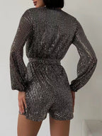 Spark Tie Waist Long Sleeve Romper | 7 Colors