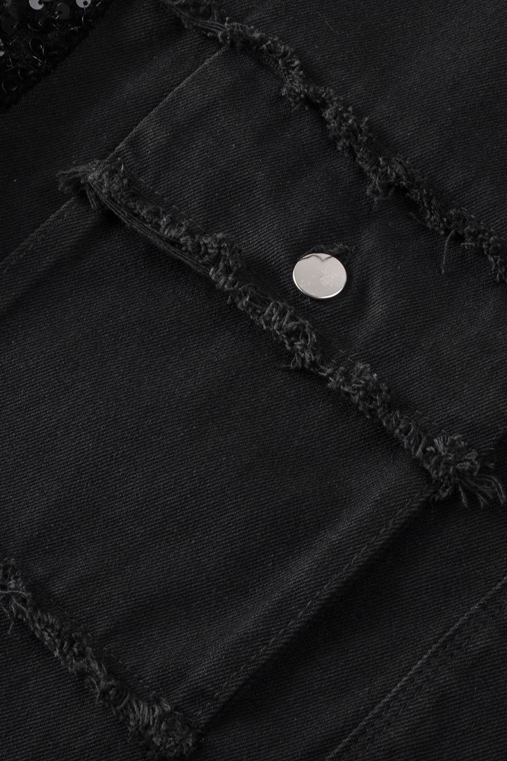 Rare Tour Sequin Sleeve Raw Hem Denim Jacket