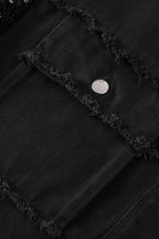 Rare Tour Sequin Sleeve Raw Hem Denim Jacket