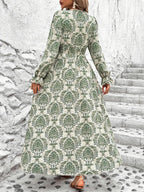 Gianna Smocked Printed V-Neck Flounce Sleeve Dress | 4 Colors