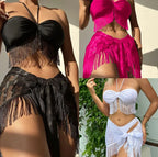 Tassel Charm Three-Piece Bikini Set | 3 Colors
