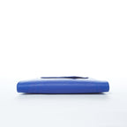 Angelica cobalt blue crosshatched leather clutch with a diagonal flap and removable chain strap, by Pinup Girl Clothing