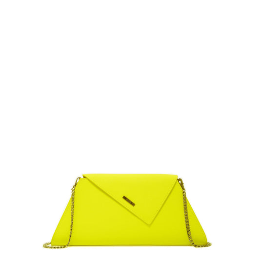 Angelica clutch in electric yellow leather by Pinup Girl Clothing.