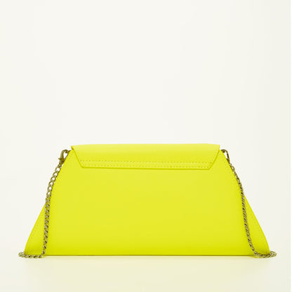 Angelica Leather Clutch in Electric Yellow
