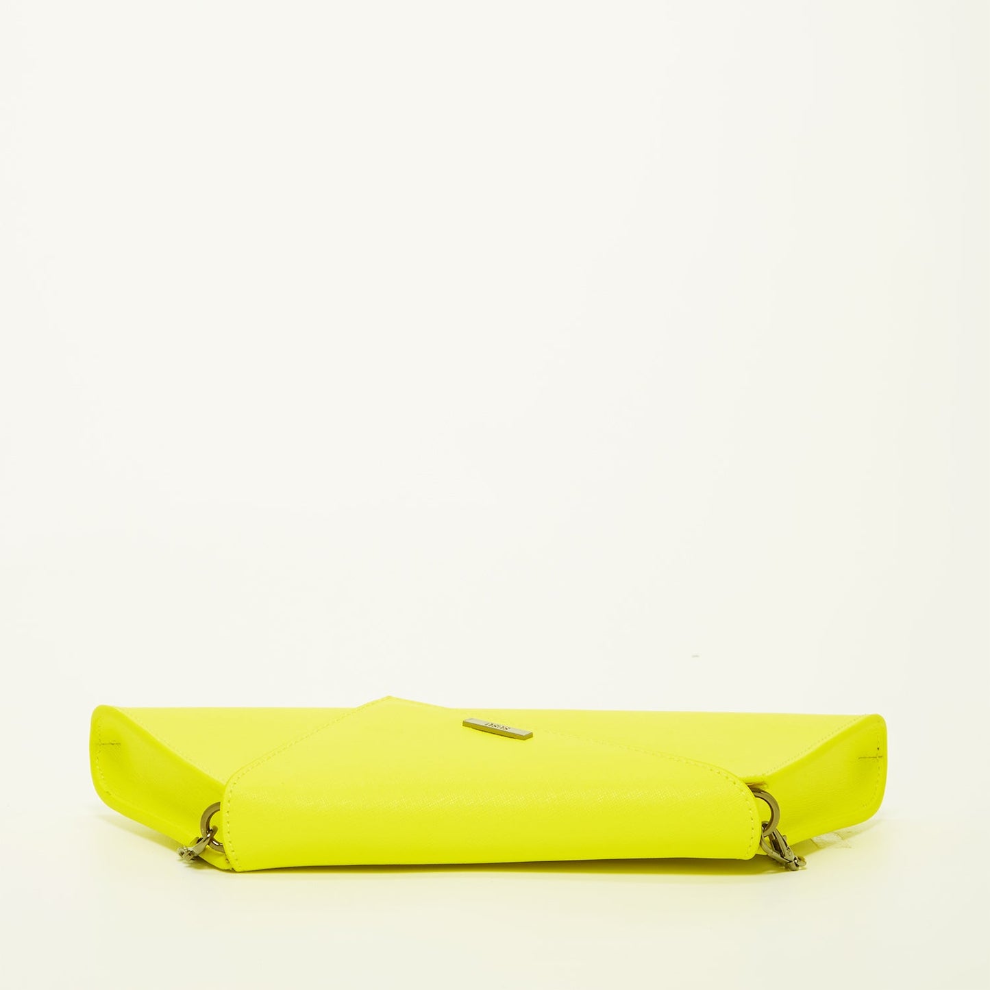 Angelica Leather Clutch in Electric Yellow