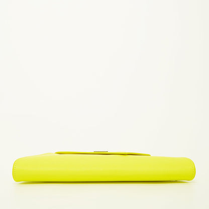 Angelica Leather Clutch in Electric Yellow