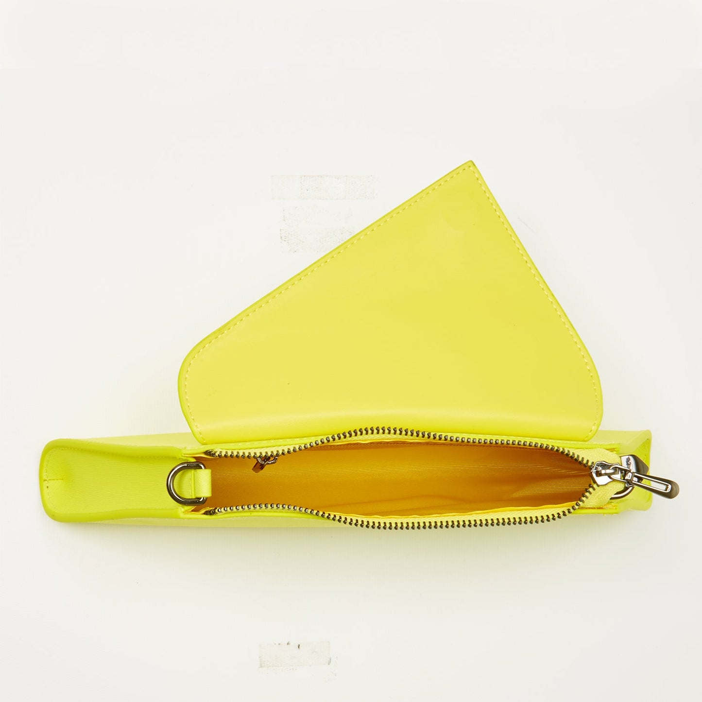 Angelica Leather Clutch in Electric Yellow