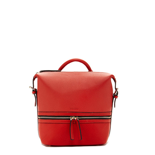 Ashley Red Leather Backpack Purse