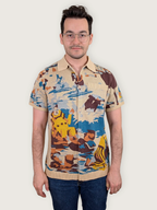 Bathing Clown Button Up, cream with multicolor bathing clown print (view 3)