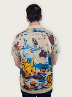 Bathing Clown Button Up, cream with multicolor bathing clown print (view 4)