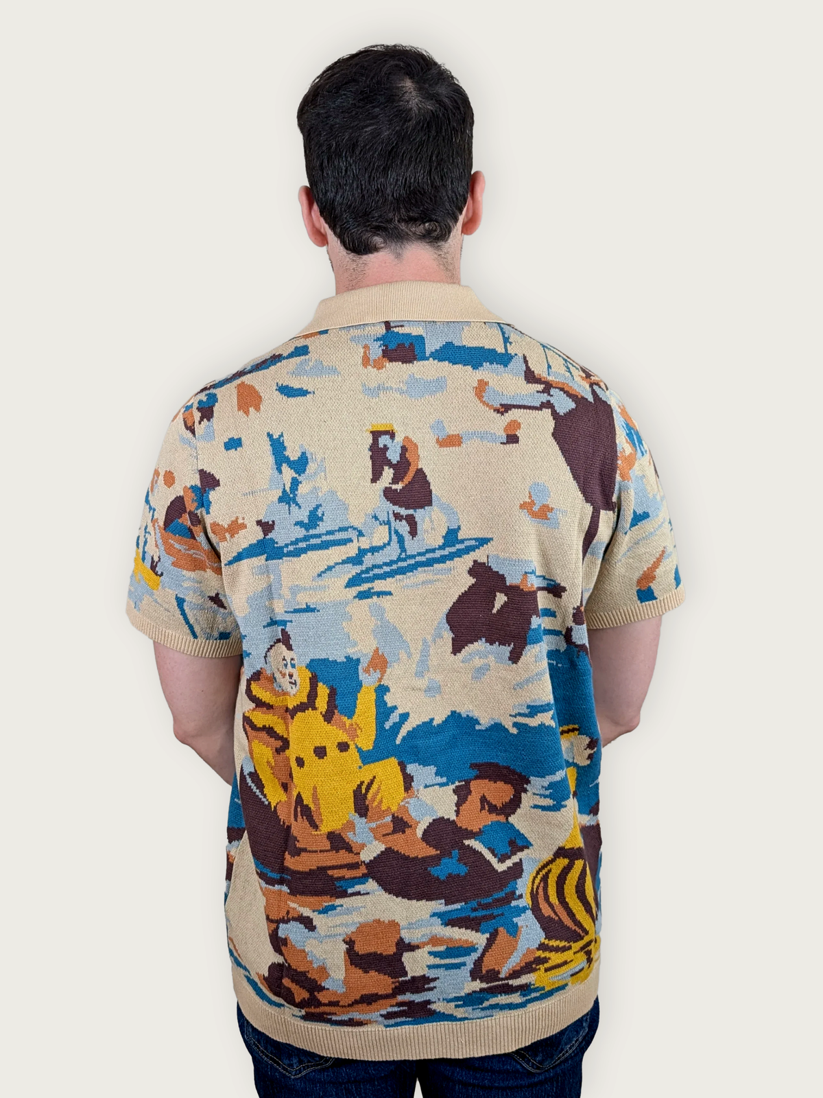Bathing Clown Button Up, cream with multicolor bathing clown print (view 4)