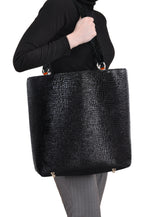 Boa black large tote, another view, by Pinup Girl Clothing