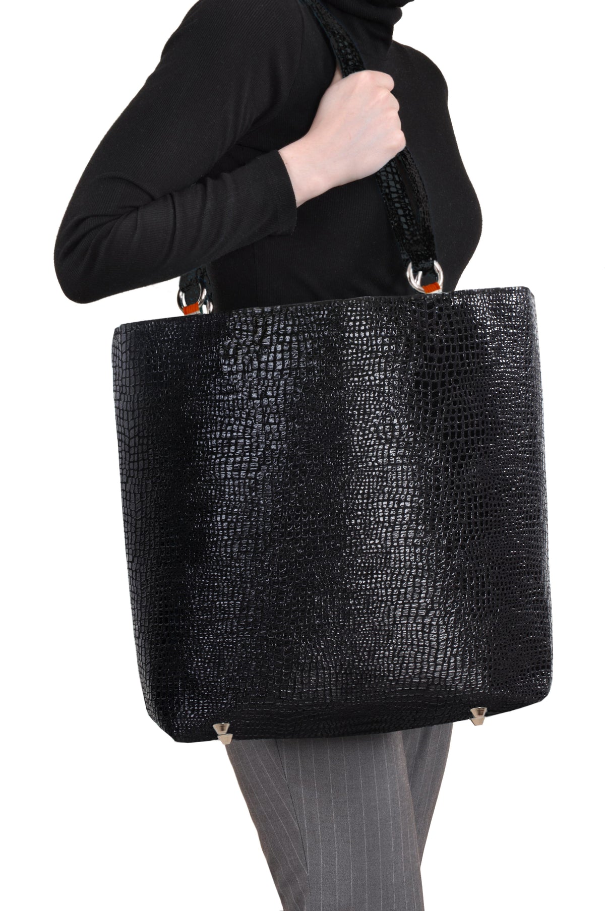 Boa black large tote, another view, by Pinup Girl Clothing