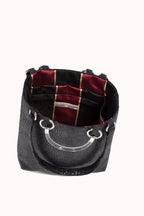 Boa black large tote, silk stripe interior, by Pinup Girl Clothing