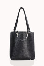 Boa black embossed ultra suede large tote with Lucite handles by Pinup Girl Clothing