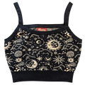 Celestial Crop Top, black with gold celestial print