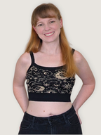 Celestial Crop Top, black with gold celestial print (view 2)