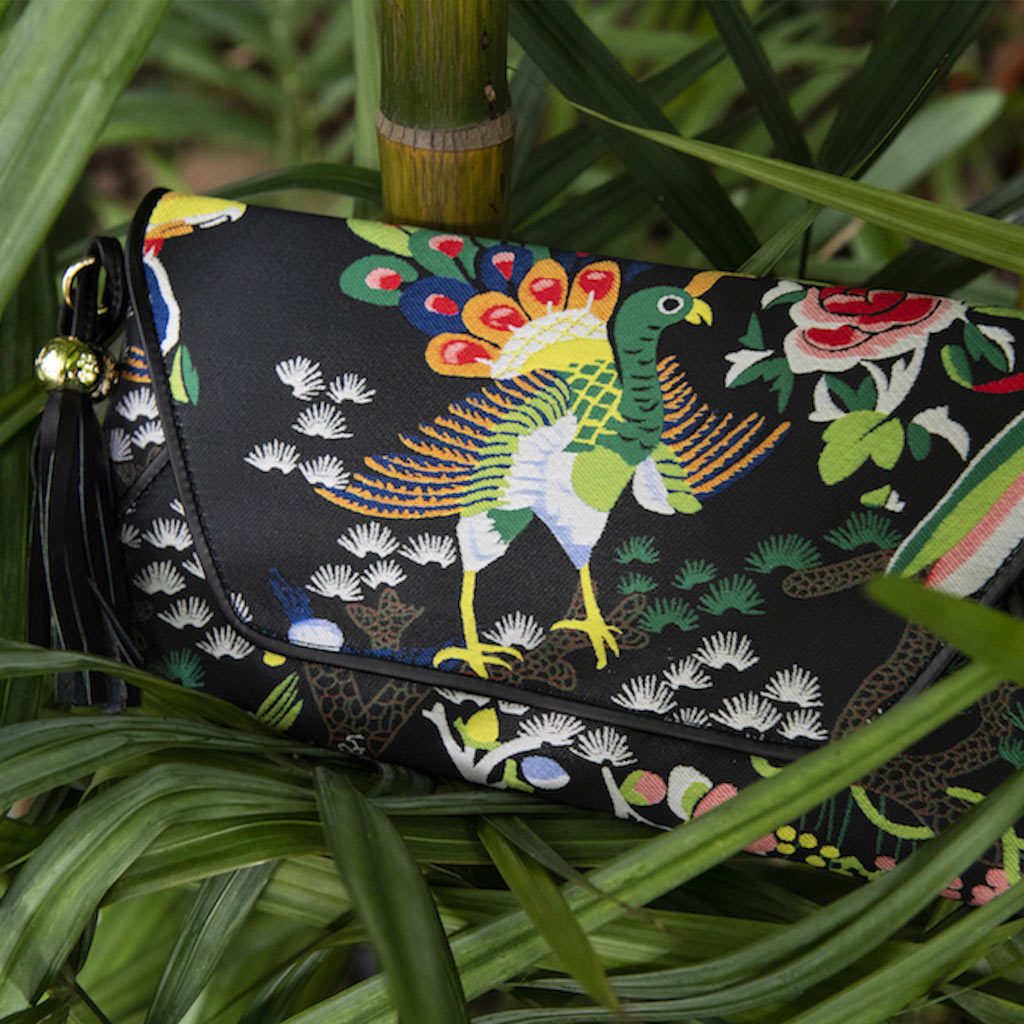 Chinoiserie envelope clutch, another view, by Pinup Girl Clothing