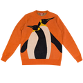 Classic Penguin Sweater, orange with black and cream penguin front graphic