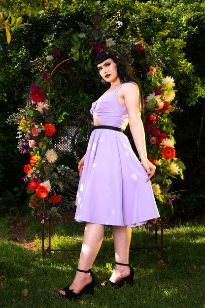 Renee Swing Dress in Lilac Stretch Crepe | Pinup Couture