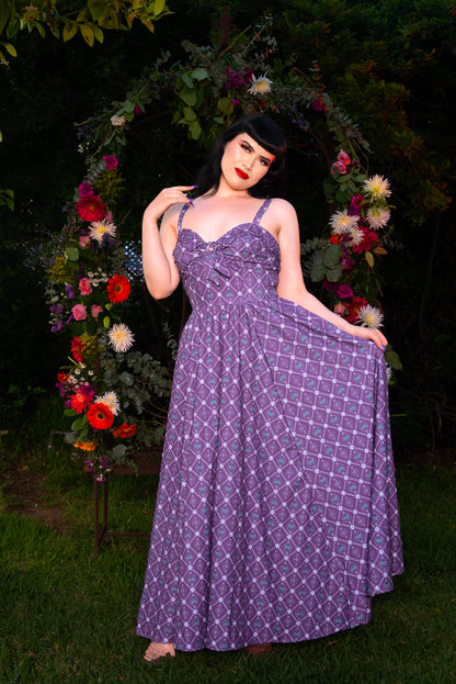 Final Sale - Linda Maxi Gown in Crown Print Crepe | Laura Byrnes & Hope Johnstun