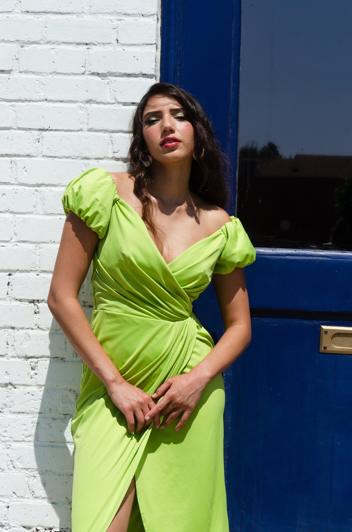 Michaela Wiggle Dress in Chartreuse | Laura Byrnes Design