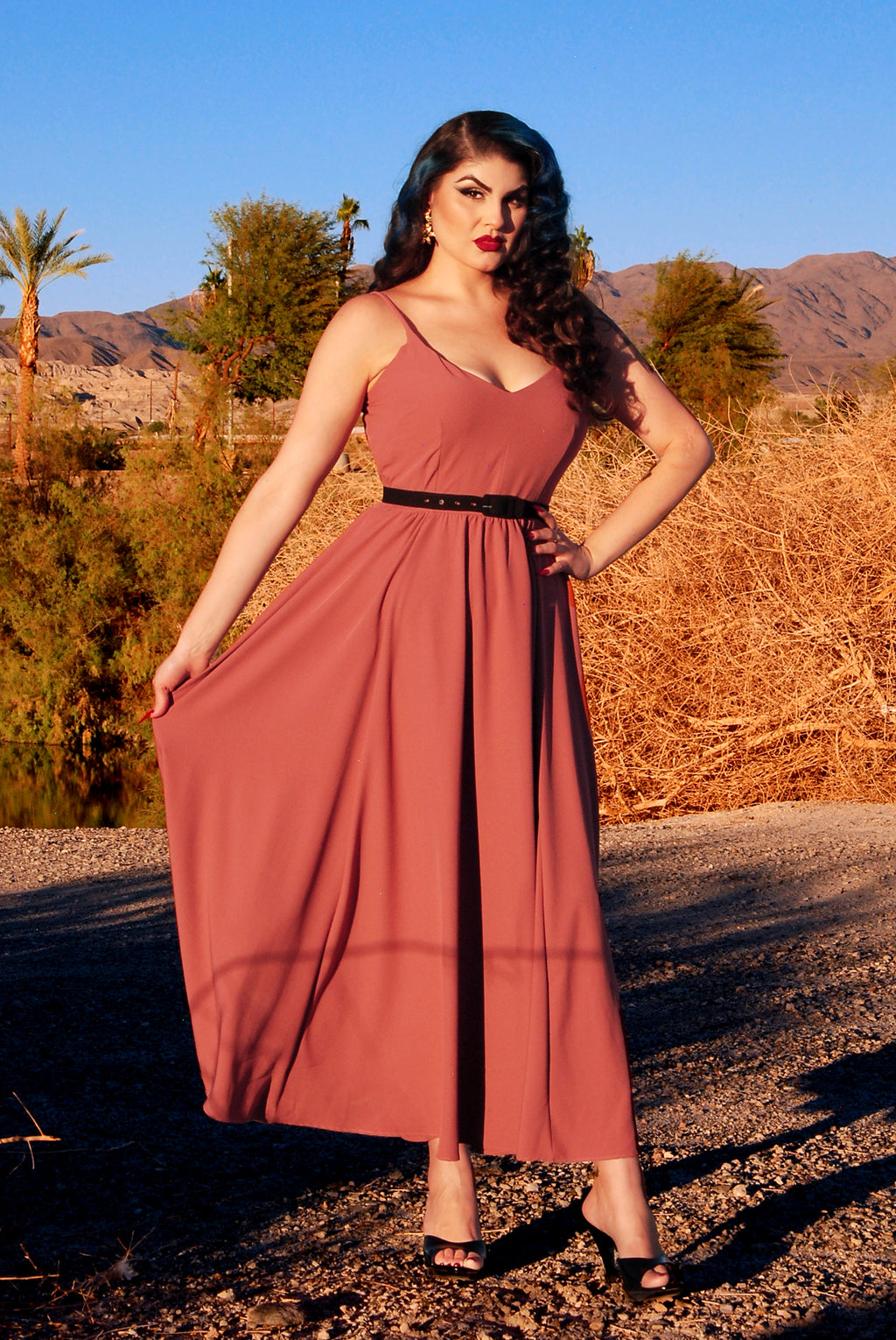 Amalie Ballerina Daytime Maxi Gown in Mulberry Pink