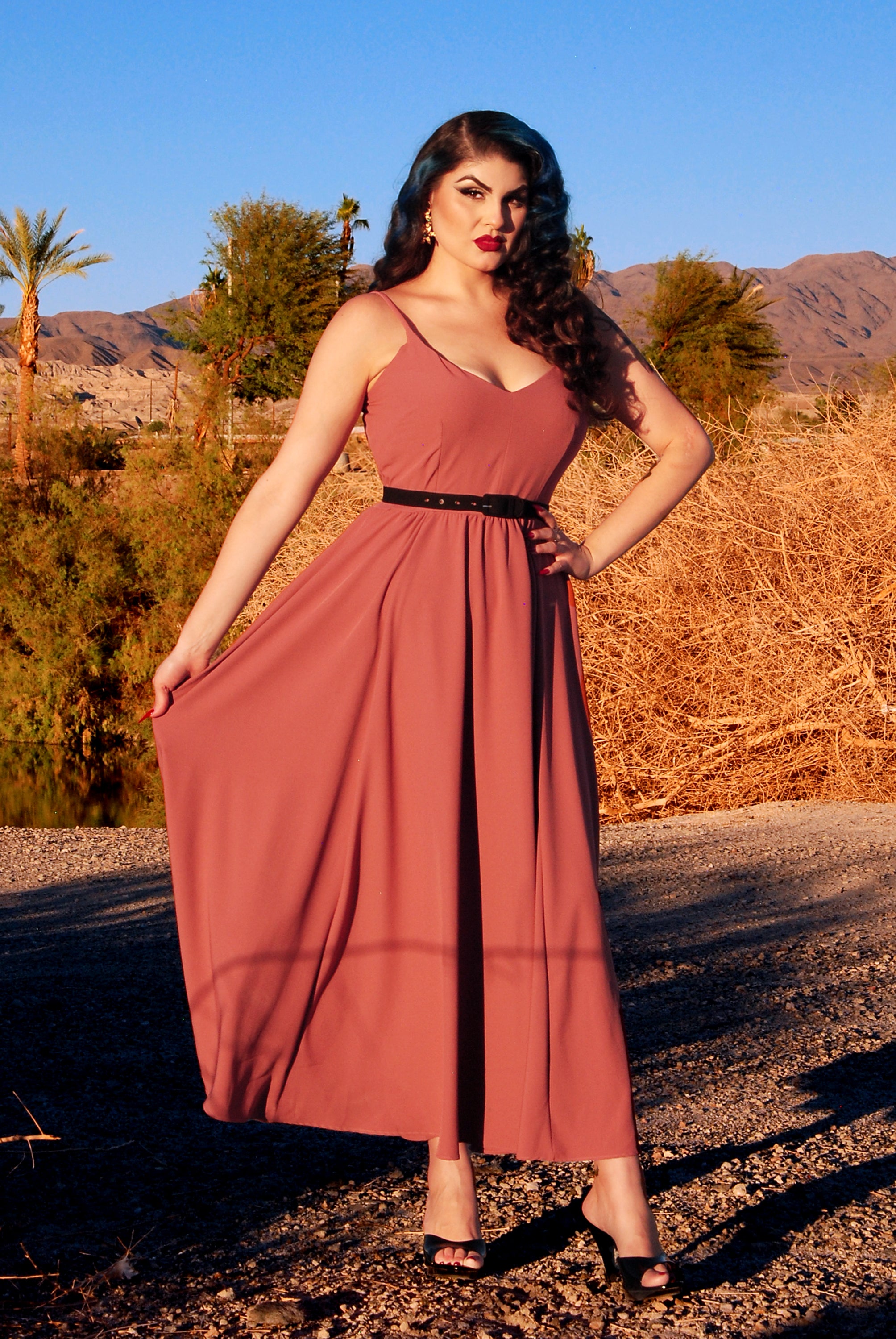 Amalie Ballerina Daytime Maxi Gown in Mulberry Pink