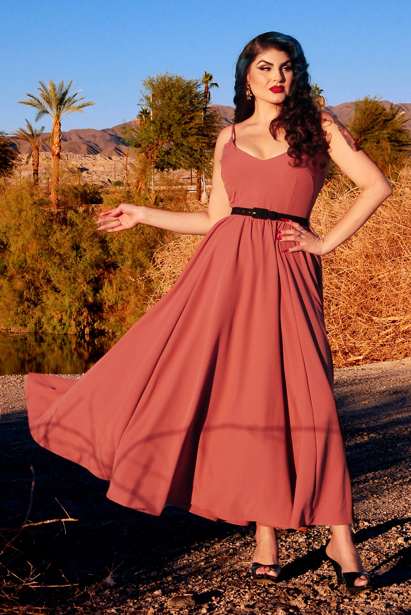 Amalie Ballerina Daytime Maxi Gown in Mulberry Crepe
