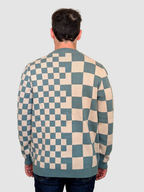 Dark Matcha Cardigan, cream white and matcha green checker print (view 4)