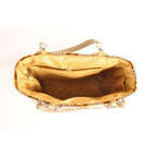 Baroque gold velvet small tote, another view, by Pinup Girl Clothing