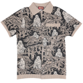 Eldritch Horror Button Up, brown and cream Eldritch Horror print