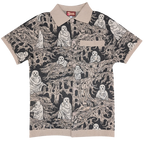 Eldritch Horror Button Up, brown and cream Eldritch Horror print
