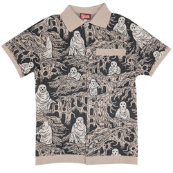 Eldritch Horror Button Up, brown and cream Eldritch Horror print
