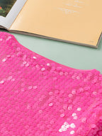 Marie Oversized Half Sleeve Sequin Top in Pink