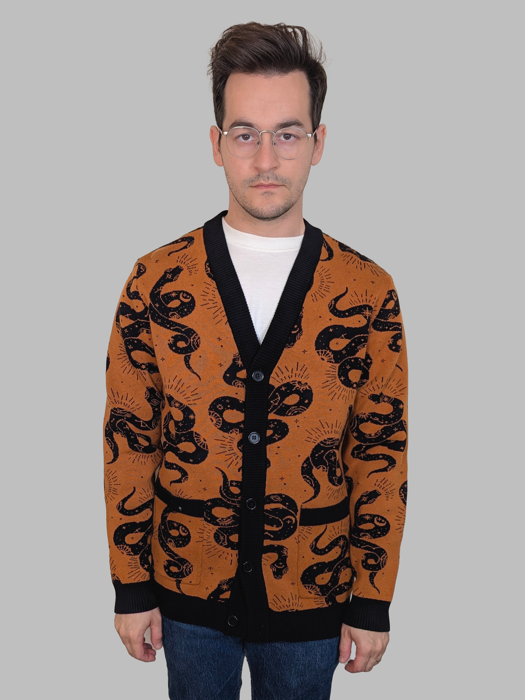 Esoteric Snake Cardigan, esoteric snake print (view 3)