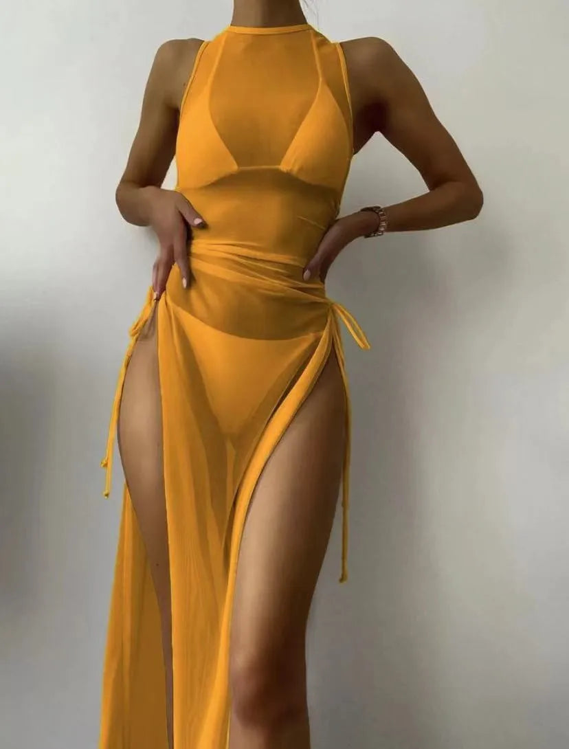 Poolside Bombshell Three-Piece Swimsuit & Cover-Up | 10 Colors