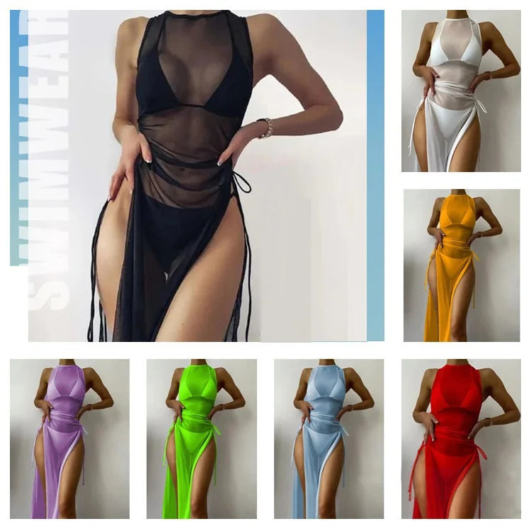 Poolside Bombshell Three-Piece Swimsuit & Cover-Up | 10 Colors