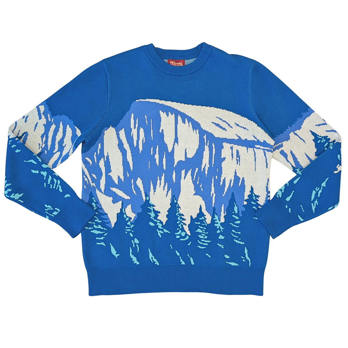 Half Dome Sweater, blue with white Half Dome mountain graphic