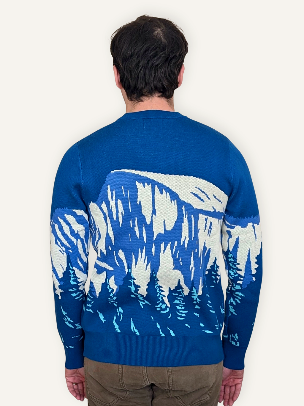 Half Dome Sweater, blue with white Half Dome mountain graphic (view 4)
