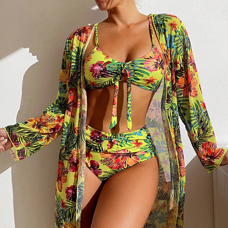 Floral bikini and cover-up set (print 4) by Pinup Girl Clothing.
