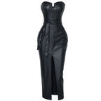 After Dark Faux Leather Corset Dress
