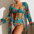 Wildflower Three-Piece Bikini & Cover-Up Set