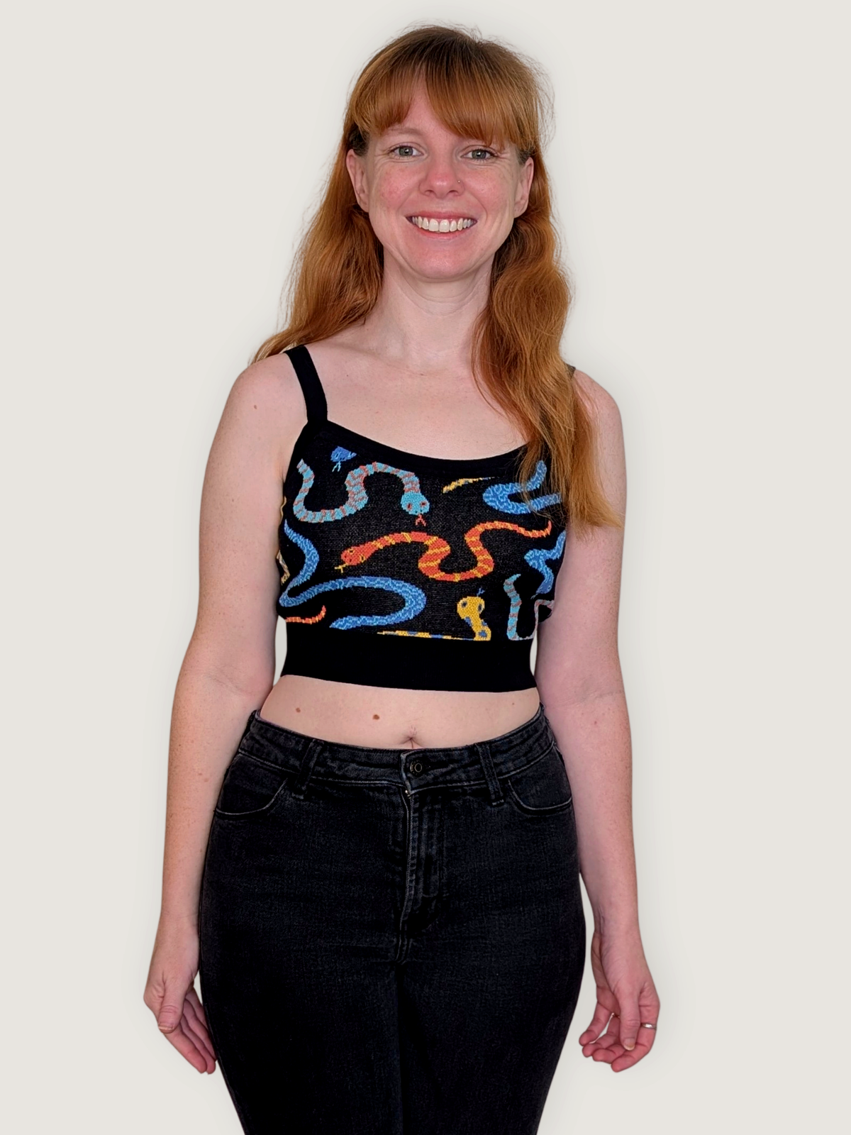 Hissy Fit Crop Top, black with multicolor snake print (view 4)