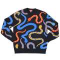 Hissy Fit Sweater, black with allover multicolor snake print